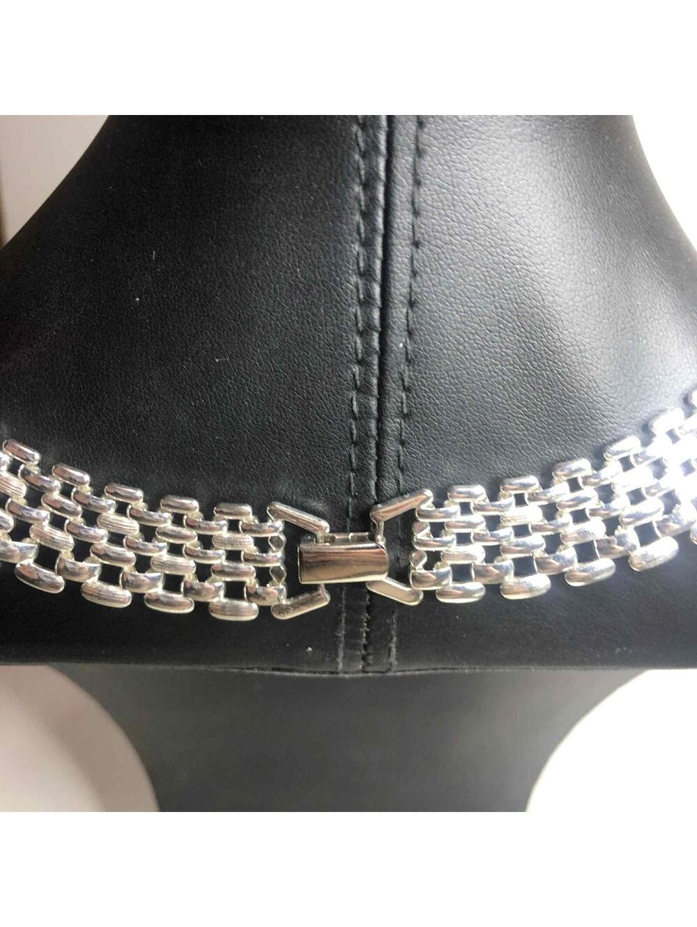 6582 NAPIER Signed silver tone mesh collar Necklace 16" long - Picture 3 of 4